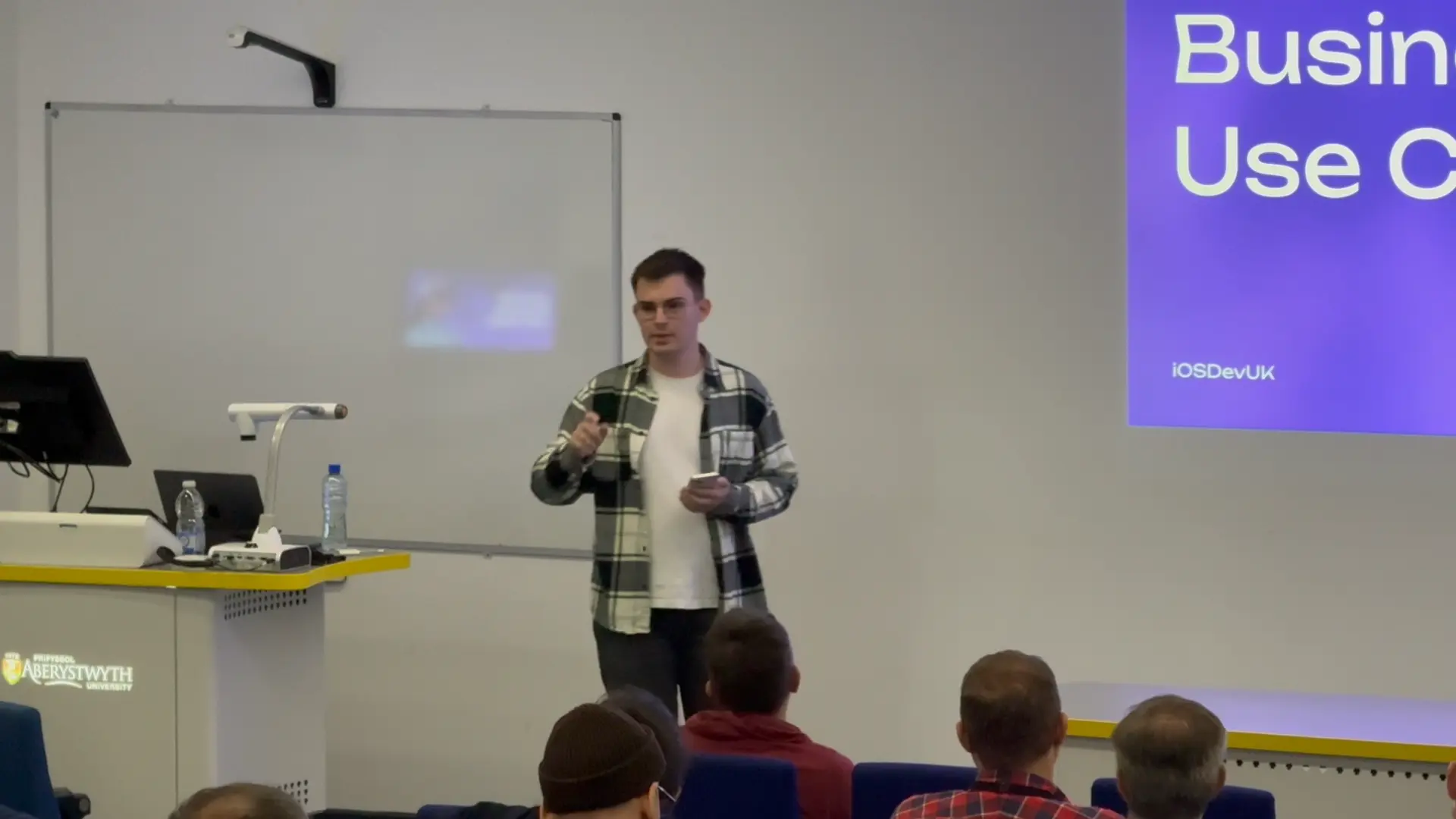 Matt Novoselov presenting visionOS business use cases at iOSDevUK 2026